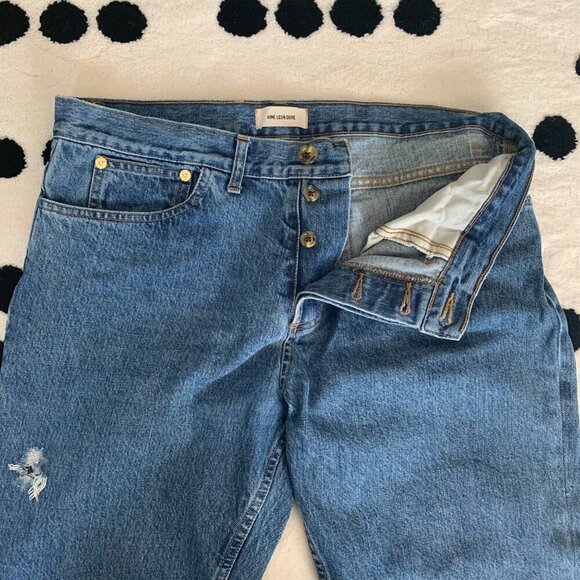 Aime Leon Dore Distressed Medium Wash Denim Slim Jeans - Picture 9 of 15